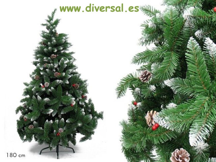 ARBOL MIXTO PIÑAS, MUÉRDAGO Y NIEVE 180 CM