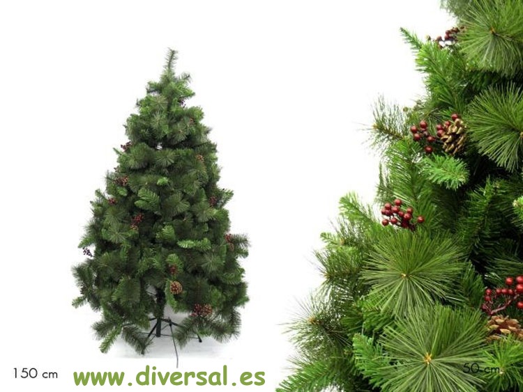 ARBOL MIXTO PIÑAS Y MUÉRDAGO 150 CM