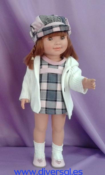 CAROLINA VESTIDO CUADRADOS ROSA Y GRIS CON CHAQUETON