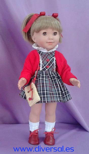 CAROLINA VESTIDO GRIS CON CHAQUETA ROJA