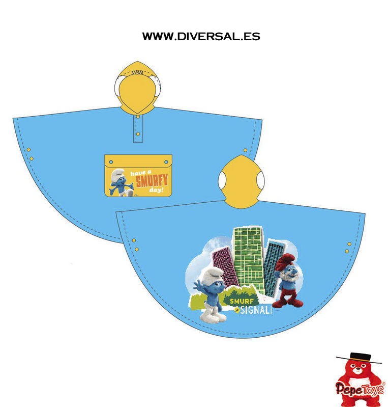 Los Pitufos - Poncho en PVC (Azul)