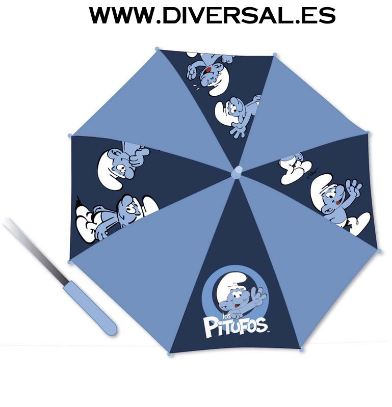 Paraguas Celeste/Marino ¨Los Pitufos¨ (48 cm)