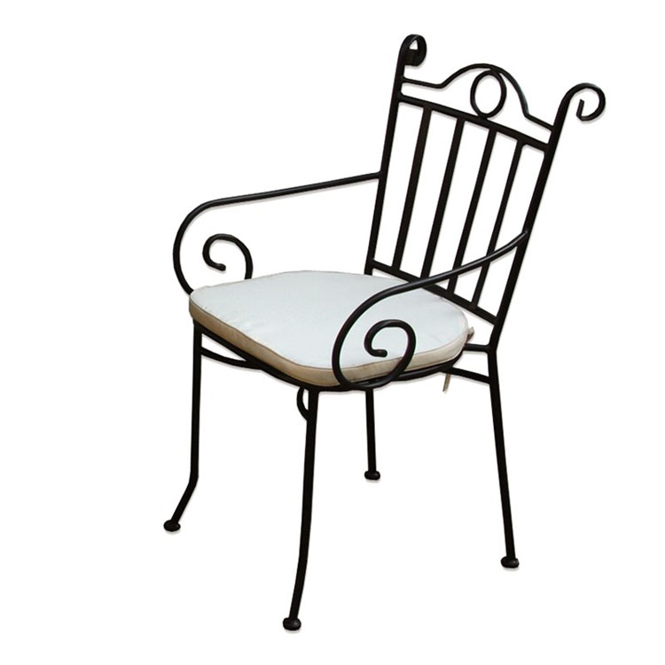 SILLA CON BRAZOS CON COJÍN DE FORJA