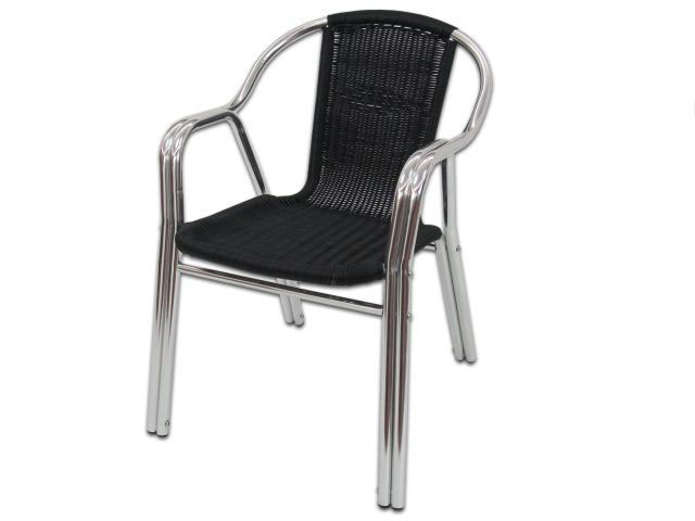SILLA DOBLE TUBO BAR ALUMINIO Y RATAN NEGRO